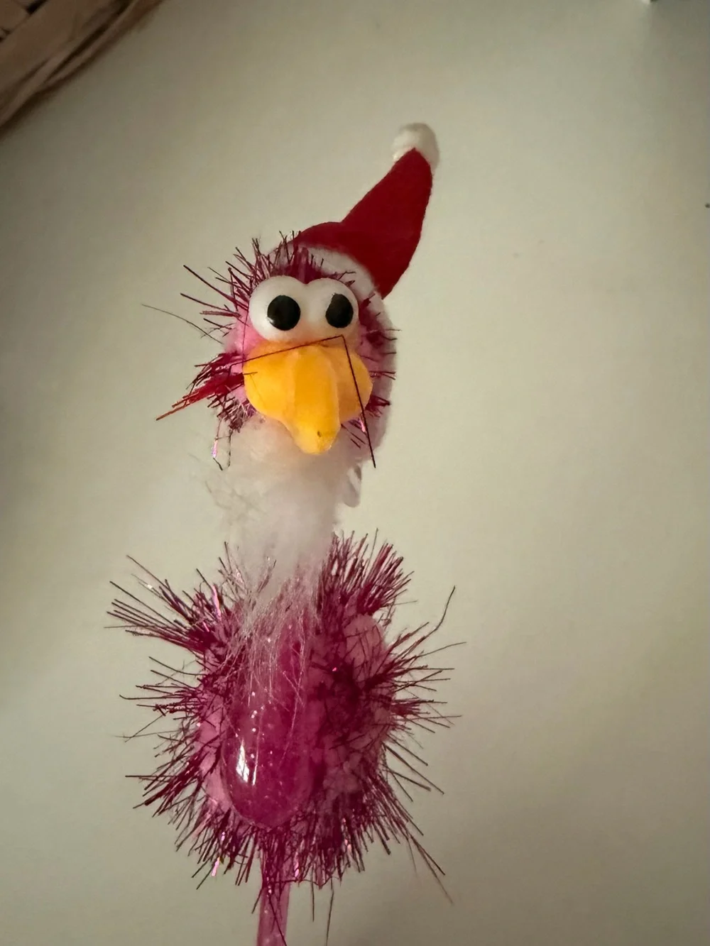Plush Feathered Bird Santa Flamingo pen - Pink